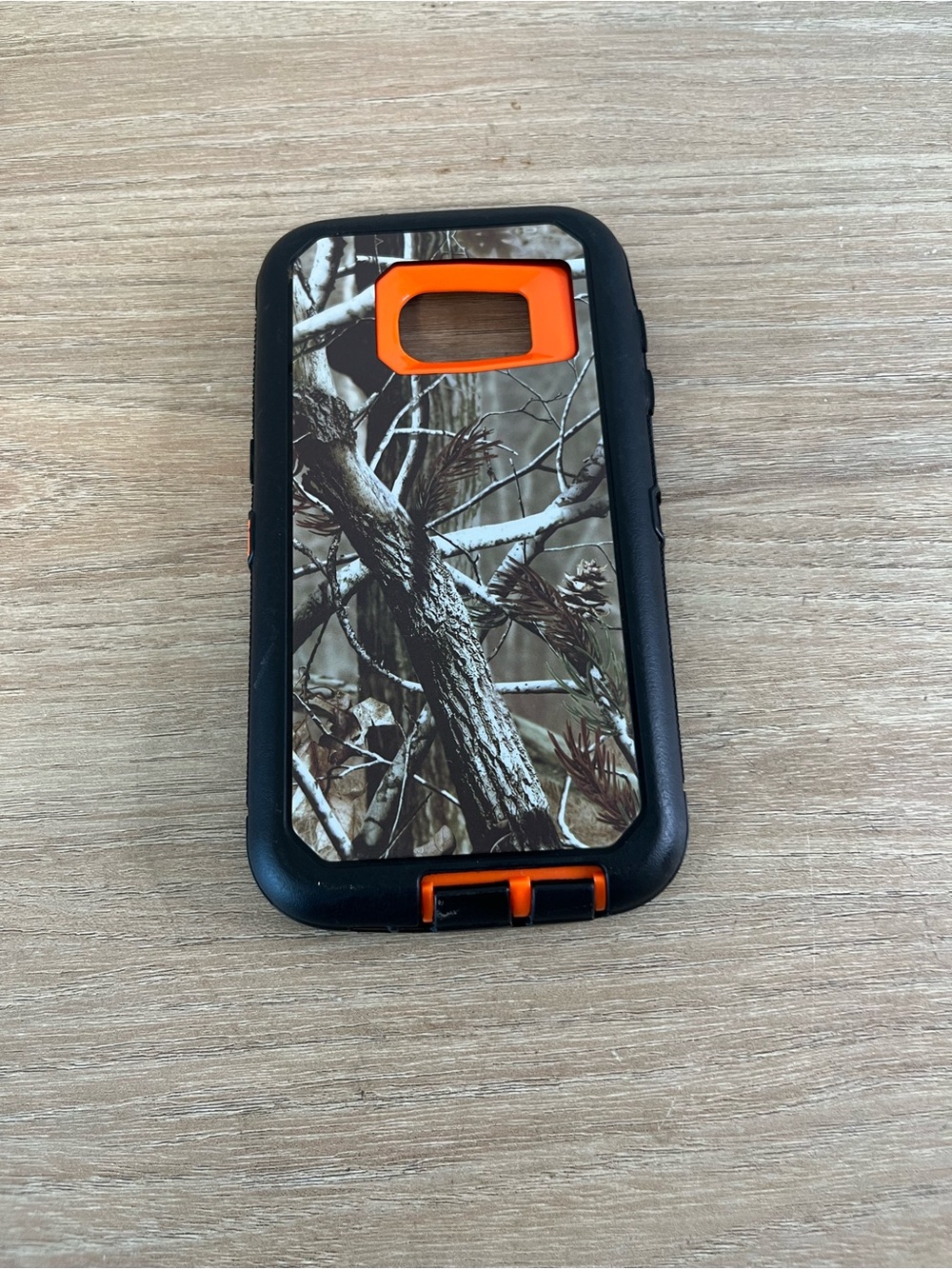 Camo Protective Phone Case with Orange Accents